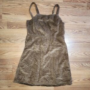 American Eagle Brown Corduroy Mini Overall  Women's Jumper Dress Small Y2K Vibe